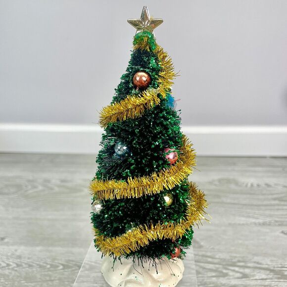 Vintage LEMAX 6in Sparkling Christmas Tree Garland Ornaments and Star Topper - Picture 1 of 10
